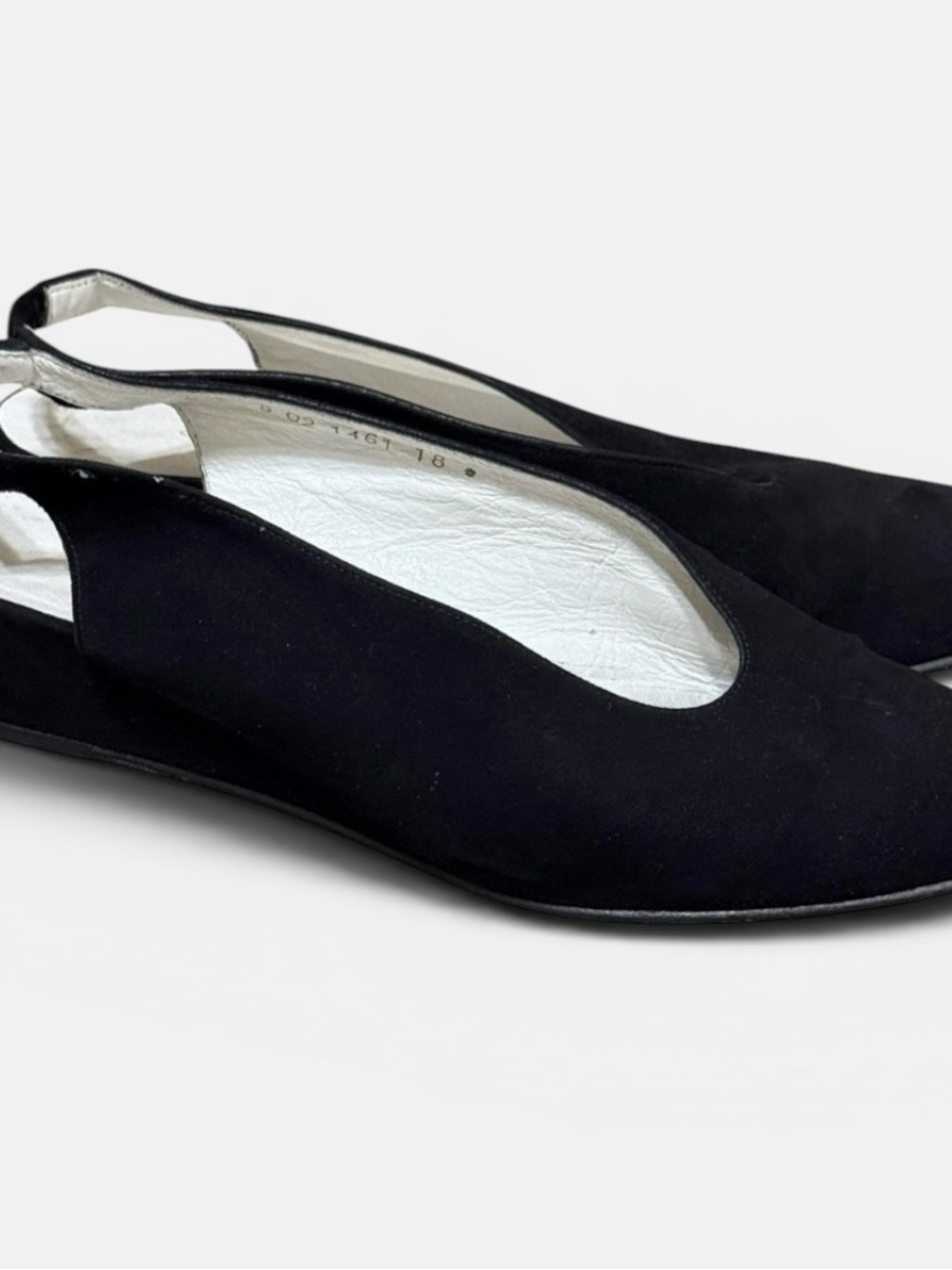 Robert Clergerie Black Suede Slingback Flats Wedge France Size 6.5 Vintage